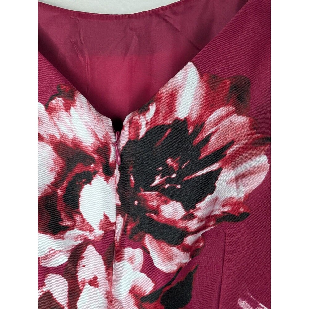 Tahari Arthur S Levine Dress Womens 4 Burgundy Floral High Low Sleeveless Formal - Picture 6 of 9